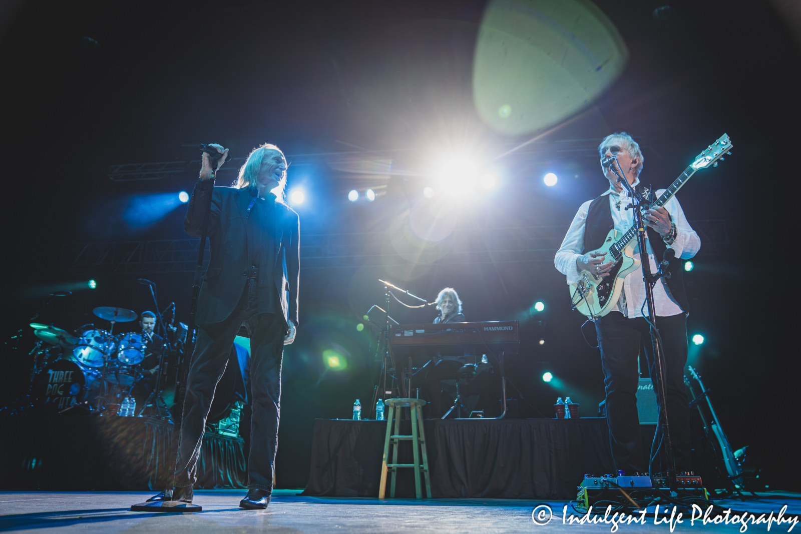 Three Dog Night members David Morgan, Howard Laravea and Paul Kingery performing live together at Three Dog Night live on stage at Azura Amphitheater in Bonner Springs, KS on September 25, 2025.
