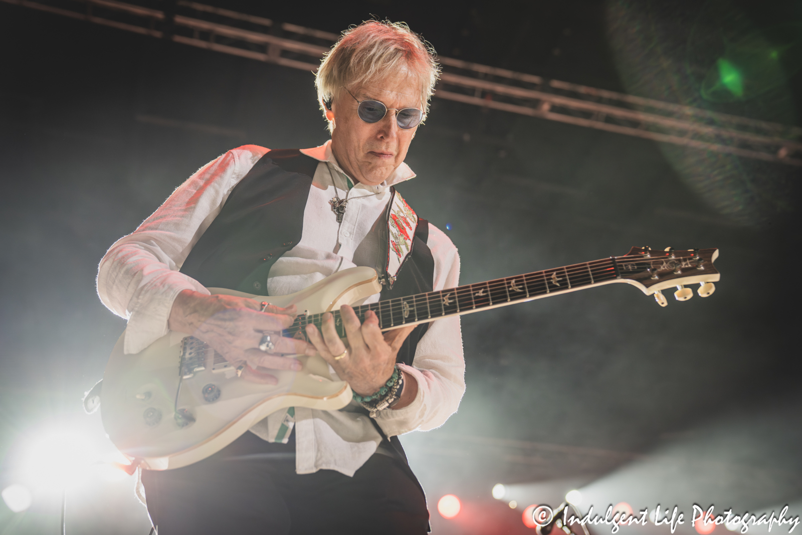 Three Dog Night bass guitarist Paul Kingery performing live at Azura Amphitheater in Bonner Springs, KS on September 25, 2025.