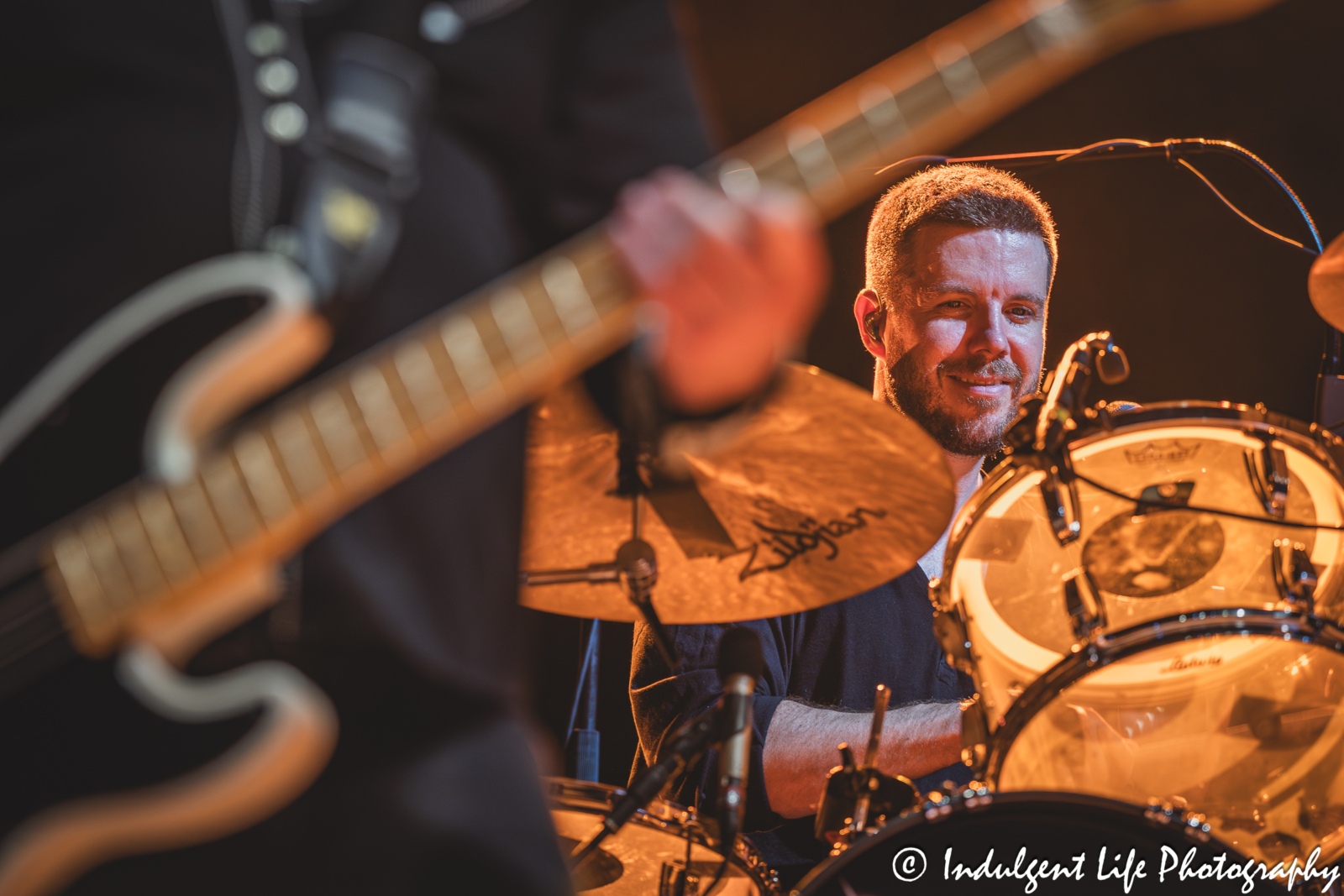 Drummer Dash Hutton of Three Dog Night live in concert at Azura Amphitheater in Bonner Springs, KS on September 25, 2025.