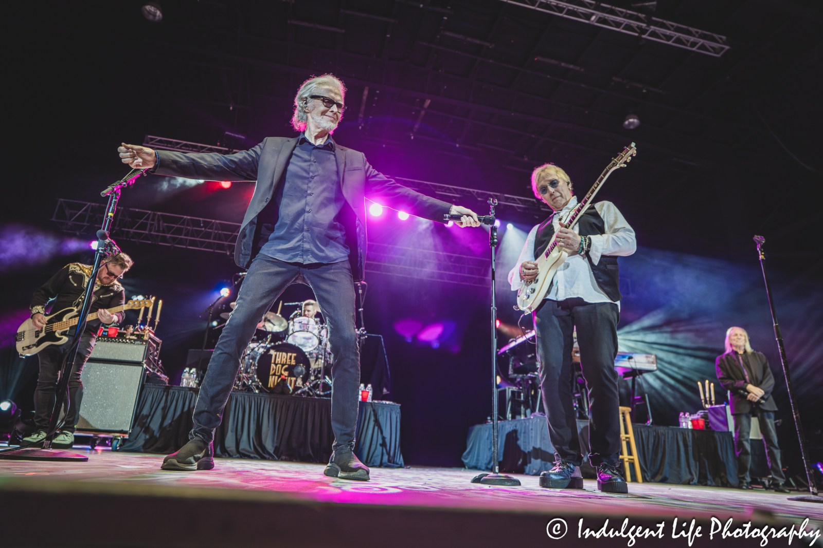 Three Dog Night performing "Joy to the World" live in concert at Three Dog Night band member David Morgan playing the acoustic guitar live at Azura Amphitheater in Bonner Springs, KS on September 25, 2025.