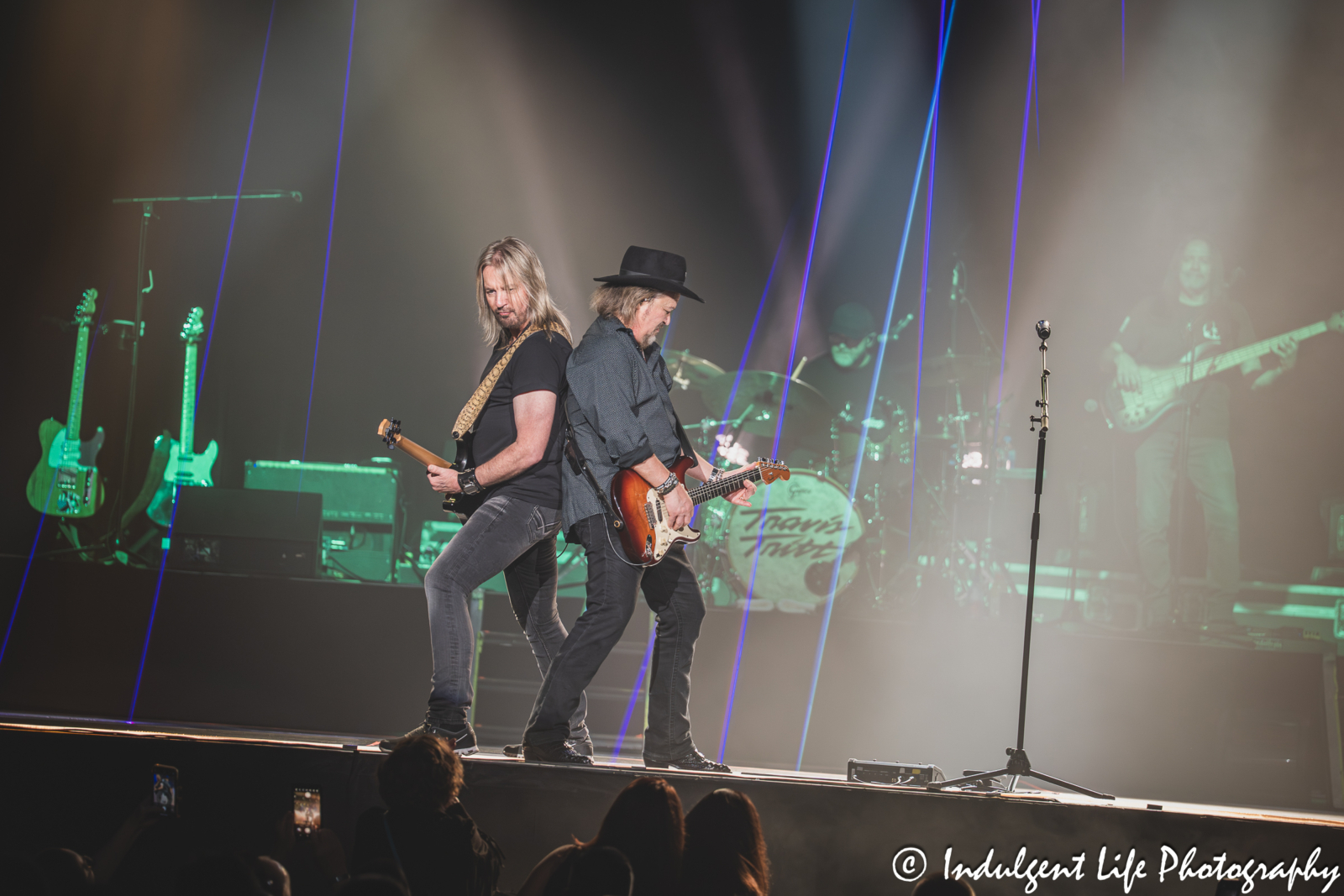 Travis Tritt and his lead guitarist Wendell Cox performing live in concert together at Ameristar Casino's Star Pavilion in Kansas City, MO on October 18, 2025.