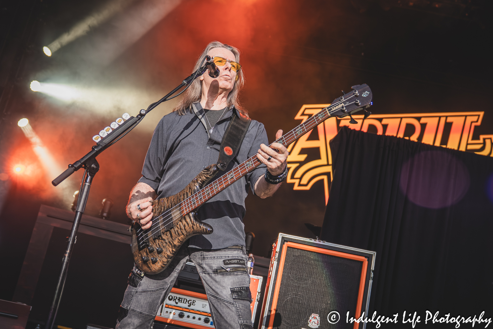 Bass guitarist Richard Lanthier of April Wine performing "I Like to Rock" live in concert at Starlight Theatre in Kansas City, MO on May 16, 2026.