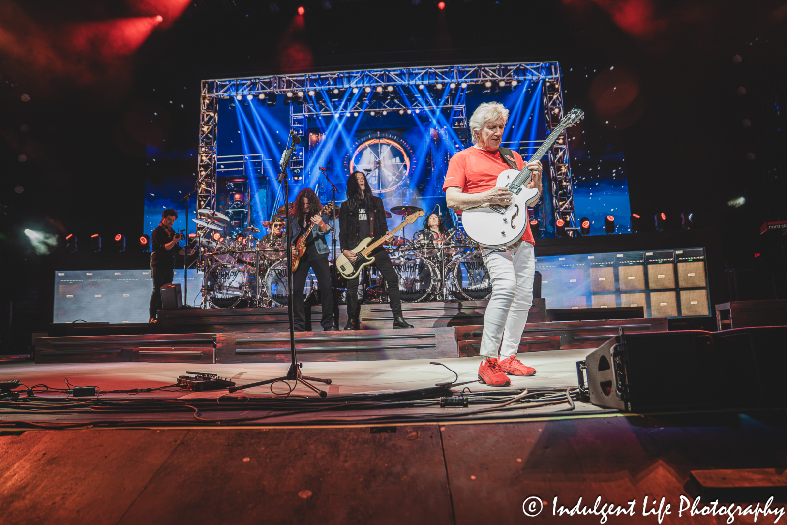 Founding member and lead singer Rik Emmett of Triumph performing "When the Lights Go Down" with the band at Starlight Theatre in Kansas City, MO on May 16, 2026.