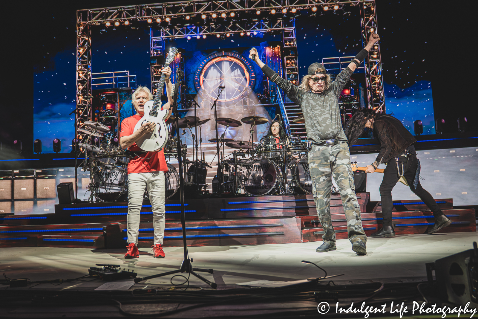 Triumph founding members Rik Emmett and Gil Moore performing "When the Lights Go Down" with Brent Fitz and Todd Kerns at Starlight Theatre in Kansas City, MO on May 16, 2026.