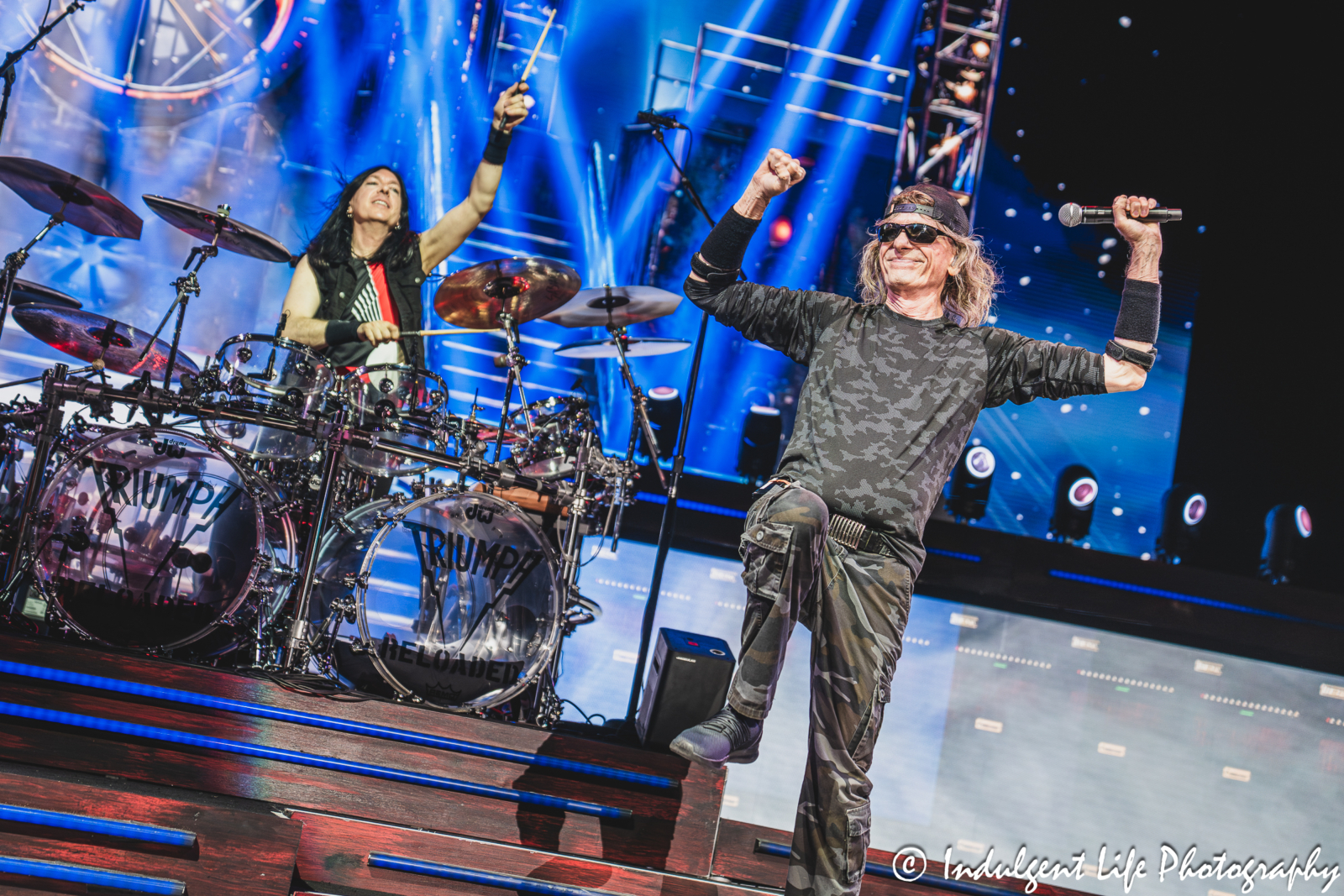 Triumph drummer and vocalist Gil Moore performing "Somebody's Out There" with drummer Brent Fitz at Starlight Theatre in Kansas City, MO on May 16, 2026.