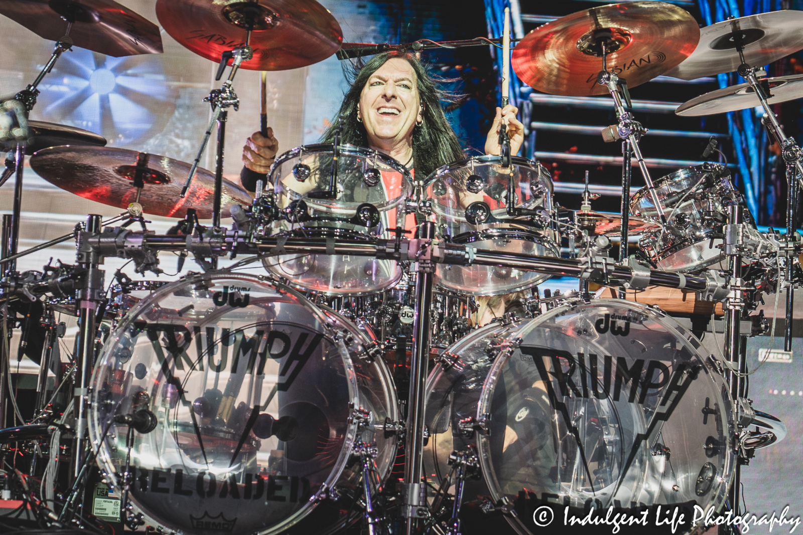 Drummer Brent Fitz of Triumph live in concert performing "Somebody's Out There " at Starlight Theatre in Kansas City, MO on May 16, 2026.