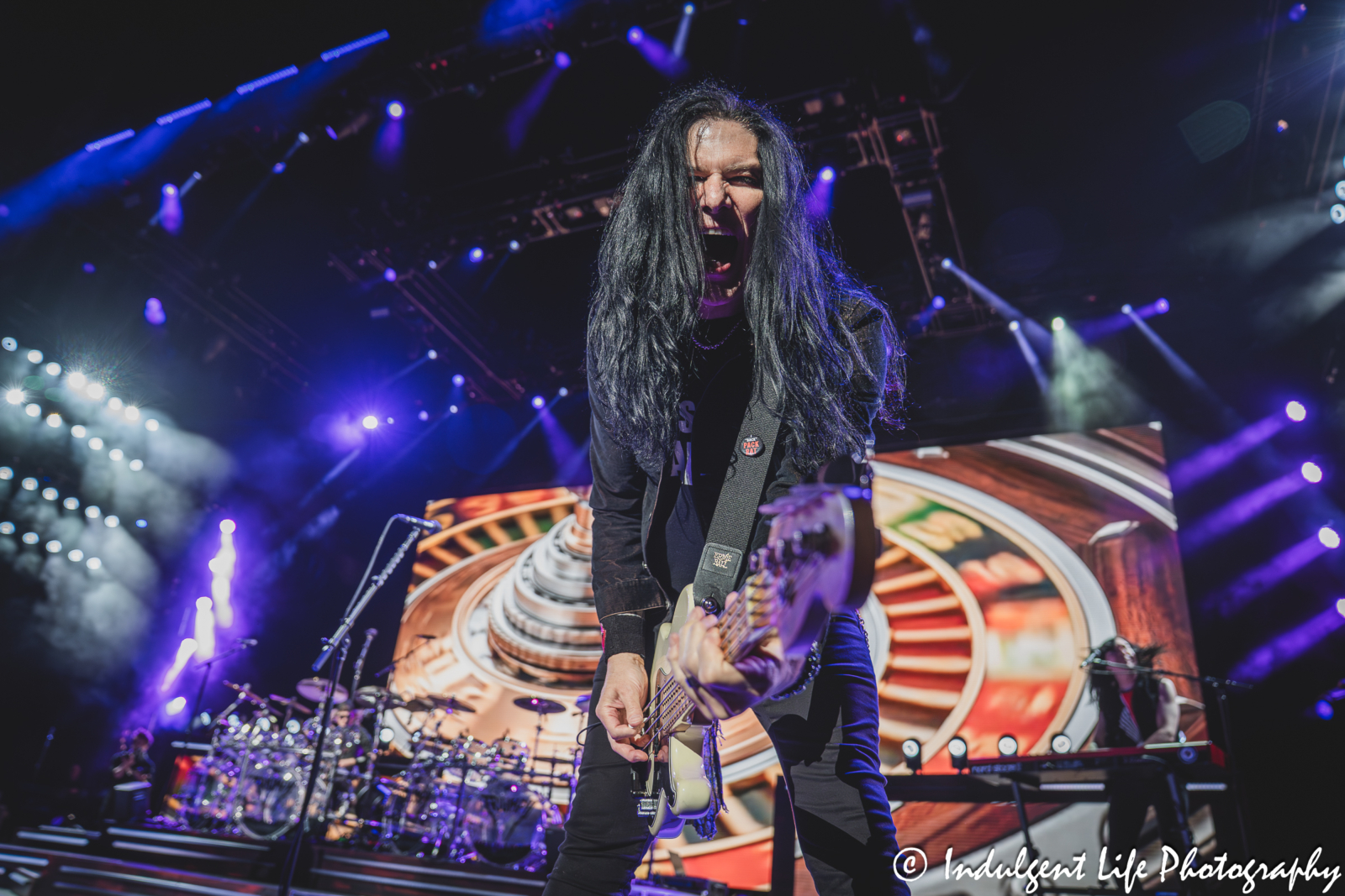 Triumph bass guitar player Todd Kerns live in concert performing "Somebody's Out There" at Starlight Theatre in Kansas City, MO on May 16, 2026.